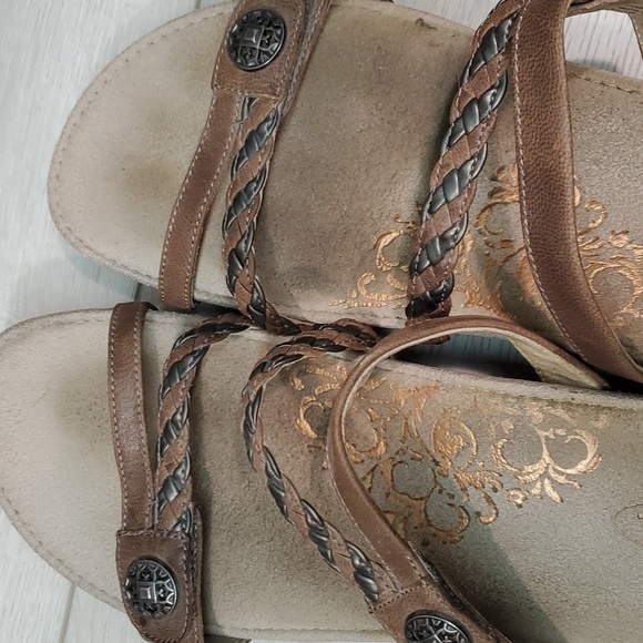 Aetrex Womens Braided Comfort Leather Wedge Sandals Slide  shoes sz 11 - Picture 7 of 14